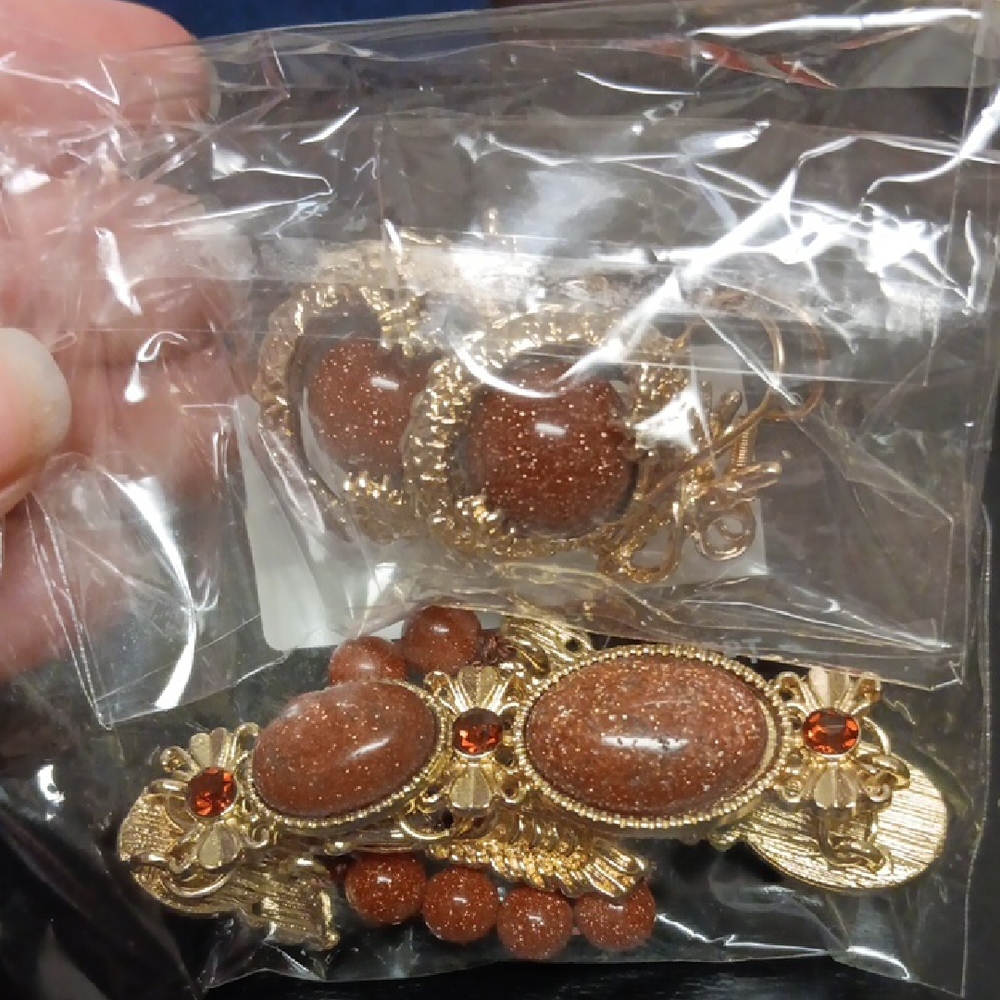 Elegant Gold and Brown Jewelry Set